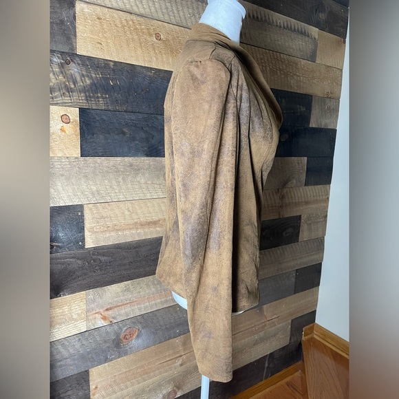 BNCI By Blanc Noir Womens Brown Faux Suede Moto Asymmetrical Zip-Up Brown Sz L - Picture 4 of 9